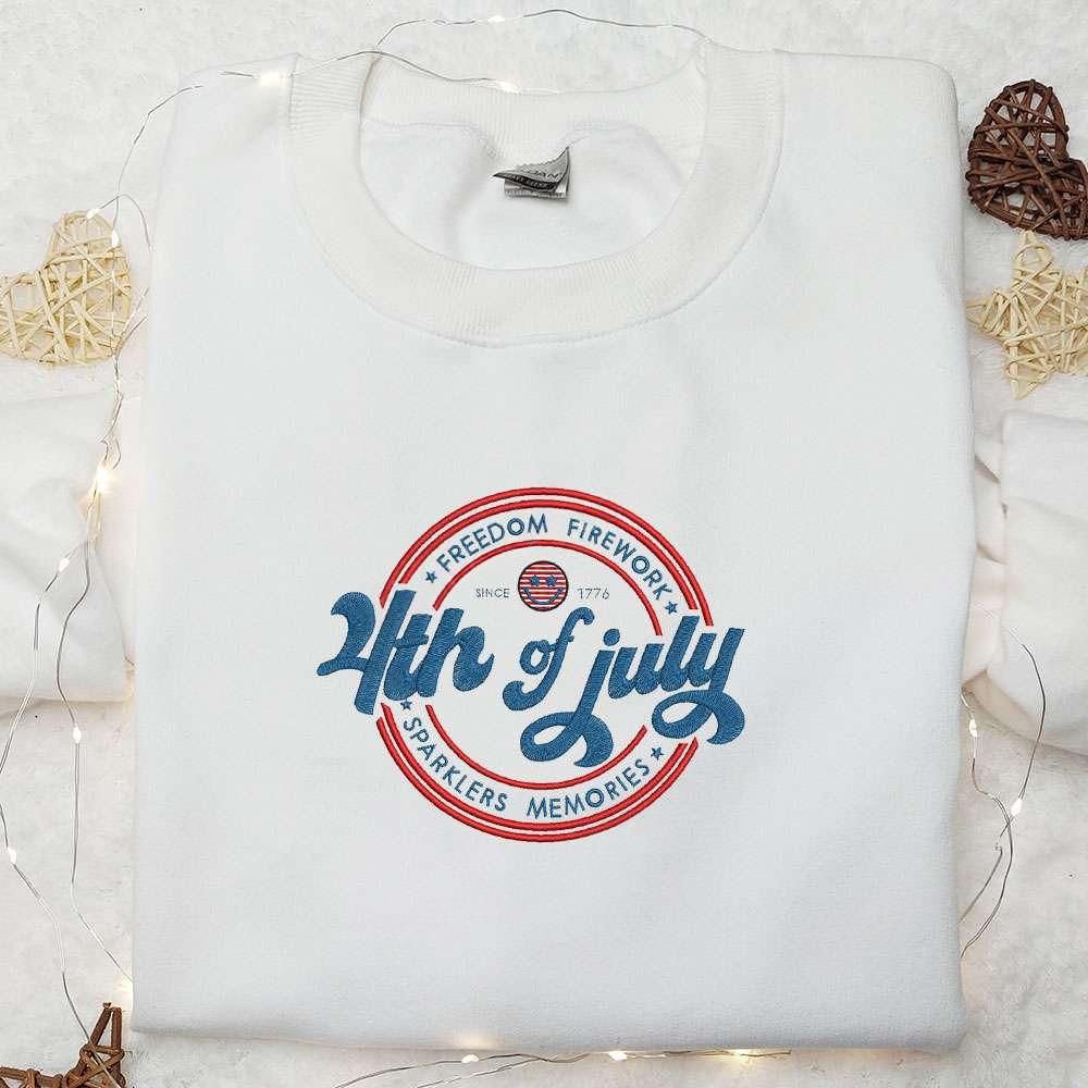 4th of July Embroidered Shirt Best Patriotic Shirts National Day Gifts