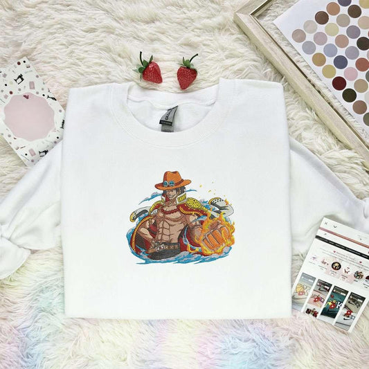Ace Fire Fist One Piece Anime Embroidered Shirt