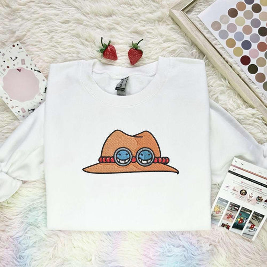 Ace Hat One Piece Anime Embroidered Shirt