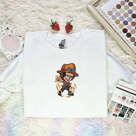 Ace Chibi One Piece Anime Embroidered Shirt