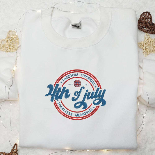 4th of July Embroidered Shirt Best Patriotic Shirts National Day Gifts