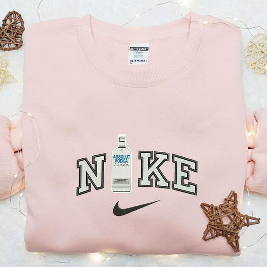 Absolute Vodka x Nike Embroidered Shirt Favorite Foods And Drinks Embroidered Hoodie Best Gift For Dad