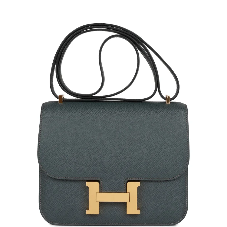 H Constance 18 Bleu Orage Epsom Gold Hardware