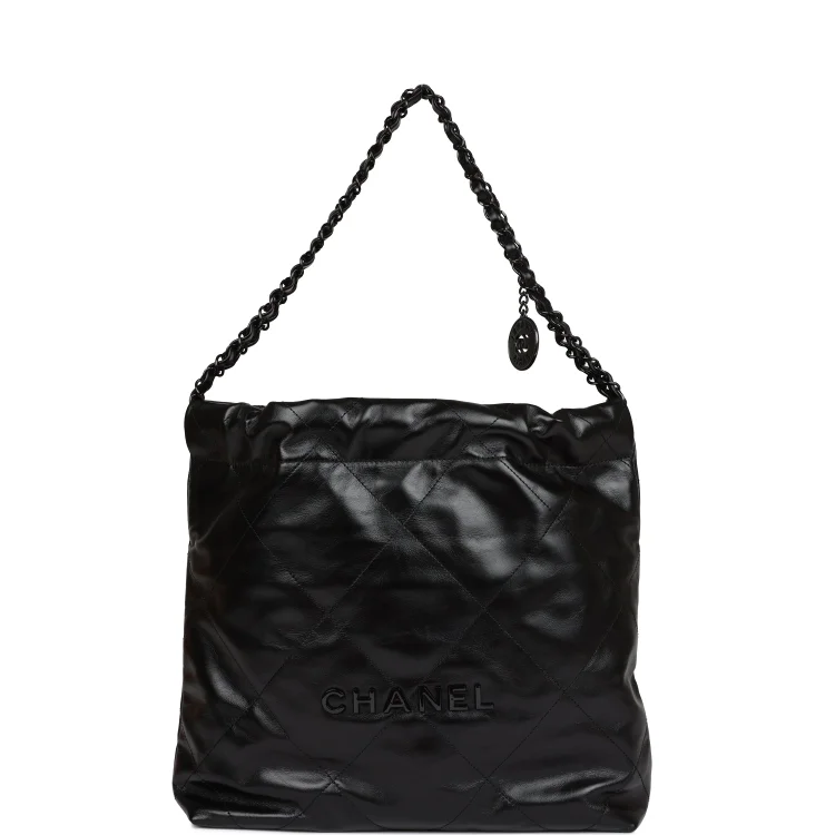 CC Small 22 Bag SO Black Calfskin Black Hardware