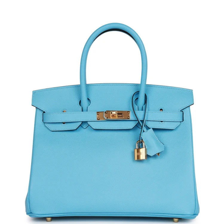 H Birkin 30 Celeste Epsom Gold Hardware