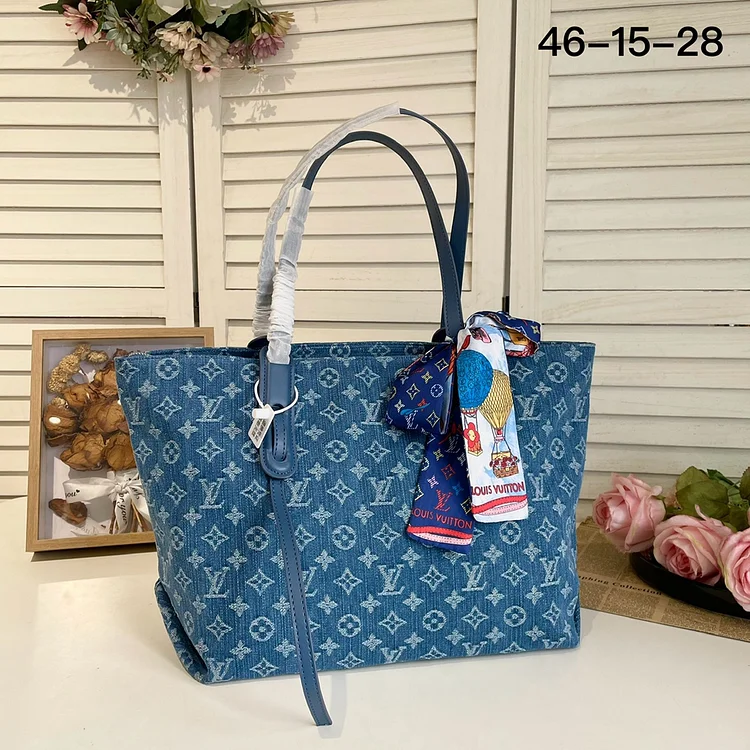 Louis new arrival denim neverfull bag size: 46*28*15 cm
