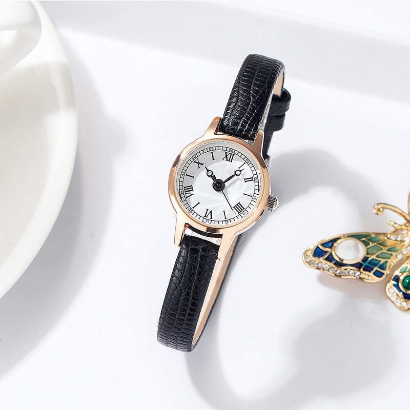 Alternative view of bestpickk Women's 20 mm Roman Numeral Quartz Watch with Black Strap in Rose Gold