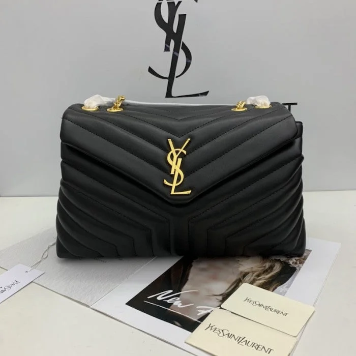 Y Loulou Bag Matelasse Y Leather Gold-tone Medium Black