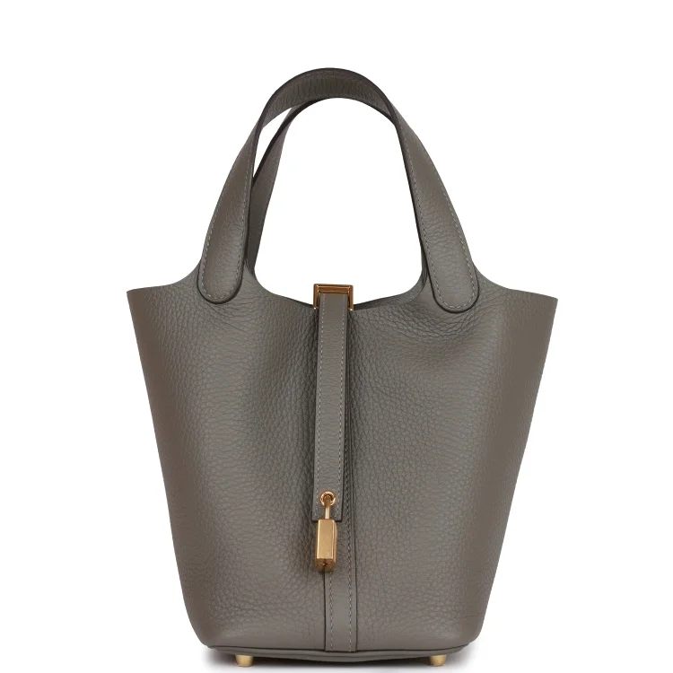 H Picotin Lock 18 Gris Meyer Clemence Gold Hardware