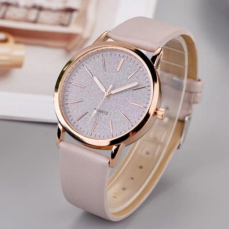 Alternative view of bestpickk Women's 39 mm Glitter Dial Quartz Watch with Gray Strap in Rose Gold
