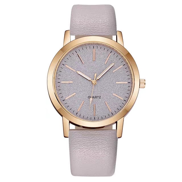 bestpickk Women's 39 mm Glitter Dial Quartz Watch with Gray Strap in Rose Gold