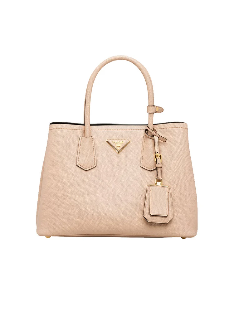 PP Small Saffiano Leather Double PP Bag in Powder Pink