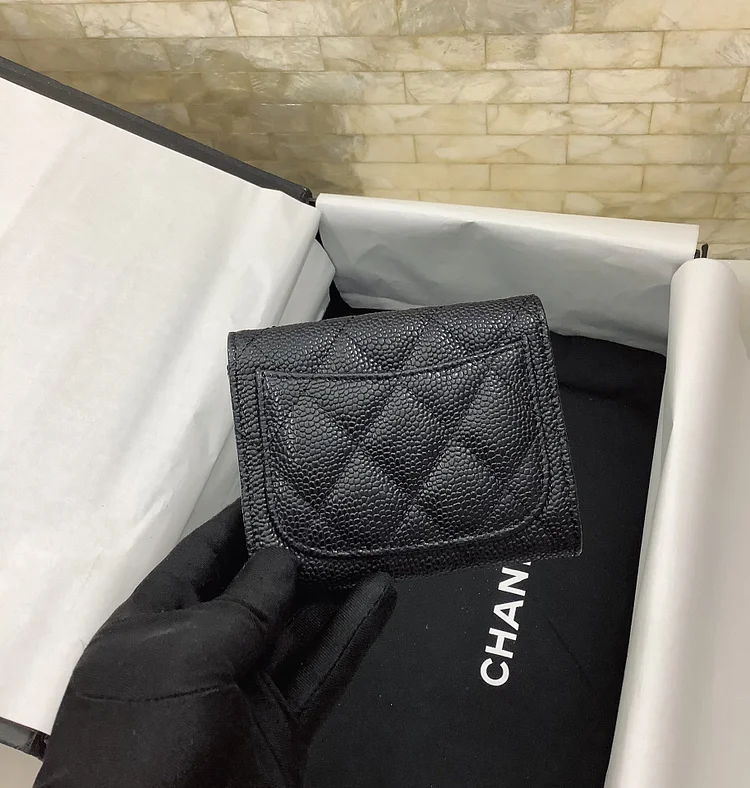 cc CO-CO Classic Card Holder 11cm/4.4in Silver Hardware For Women Black AP0214 Y01480 C3906