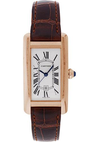Cartier Tank Americaine Medium Model Watch – 41.6 x 22.6 mm Pink Gold Case – Brown Alligator Strap – W2620030