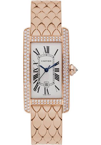 Cartier Tank Americaine Medium Model Watch – 41.6 x 22.6 mm Pink Gold Diamond Case – WB710010