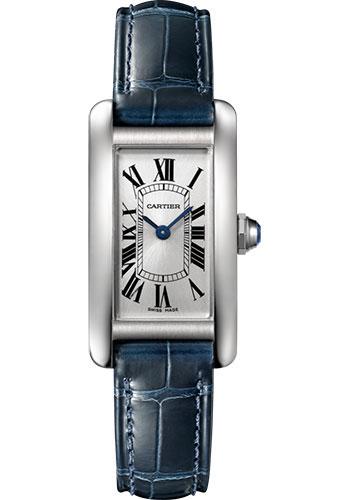 Cartier Tank Americaine Watch – 34.80 mm Steel Case – Navy Blue Alligator Strap – WSTA0016