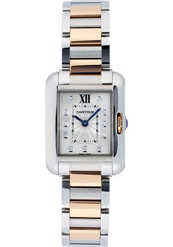 Cartier Tank Anglaise Small Model Watch – 30 x 22.7 mm Pink Gold And Steel Case – Silver Diamond Dial – WT100024