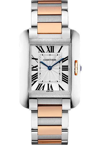 Cartier Tank Anglaise Watch – 34.7 mm Steel Case – Silver Dial – Pink Gold Bracelet – W5310043