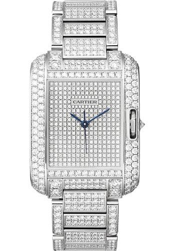 Cartier Tank Anglaise Watch – Medium White Gold Diamond Case – Diamond Paved White Gold Dial – Diamond Bracelet – HPI00561