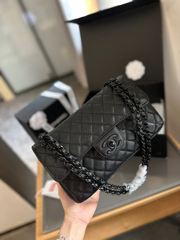 CC new arrival black caviar leather CF bag