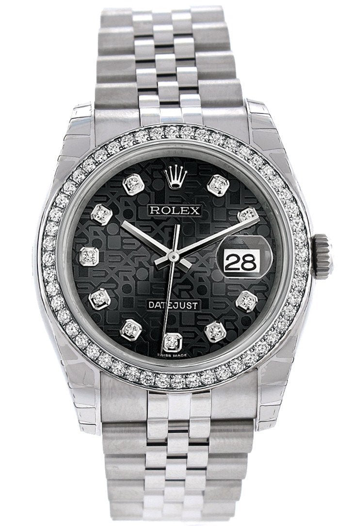 Datejust 36 Black Jubilee design set with Diamonds Dial 18k White Gold Diamond Bezel Jubilee Men’s Watch 116244