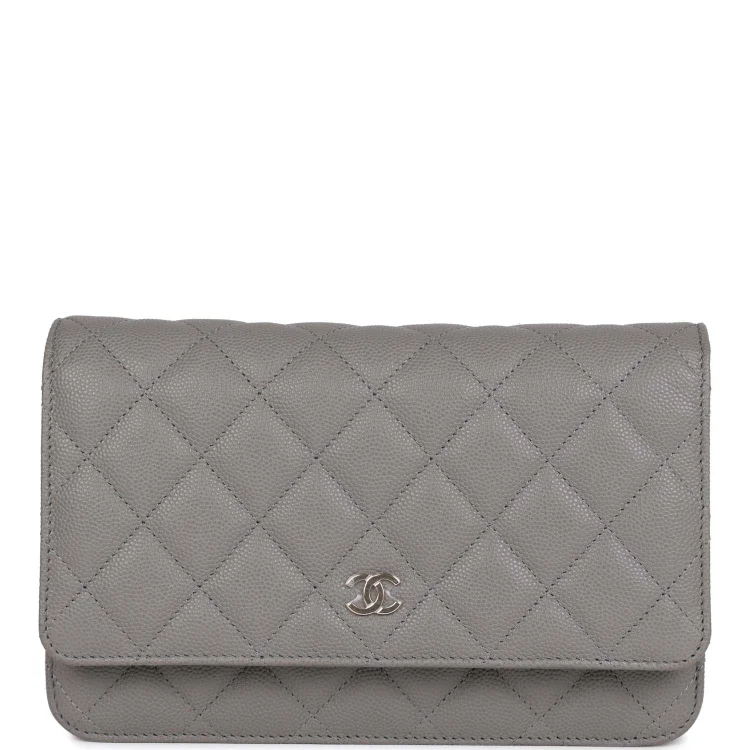 CC Wallet on Chain WOC Grey Caviar Light Gold Hardware