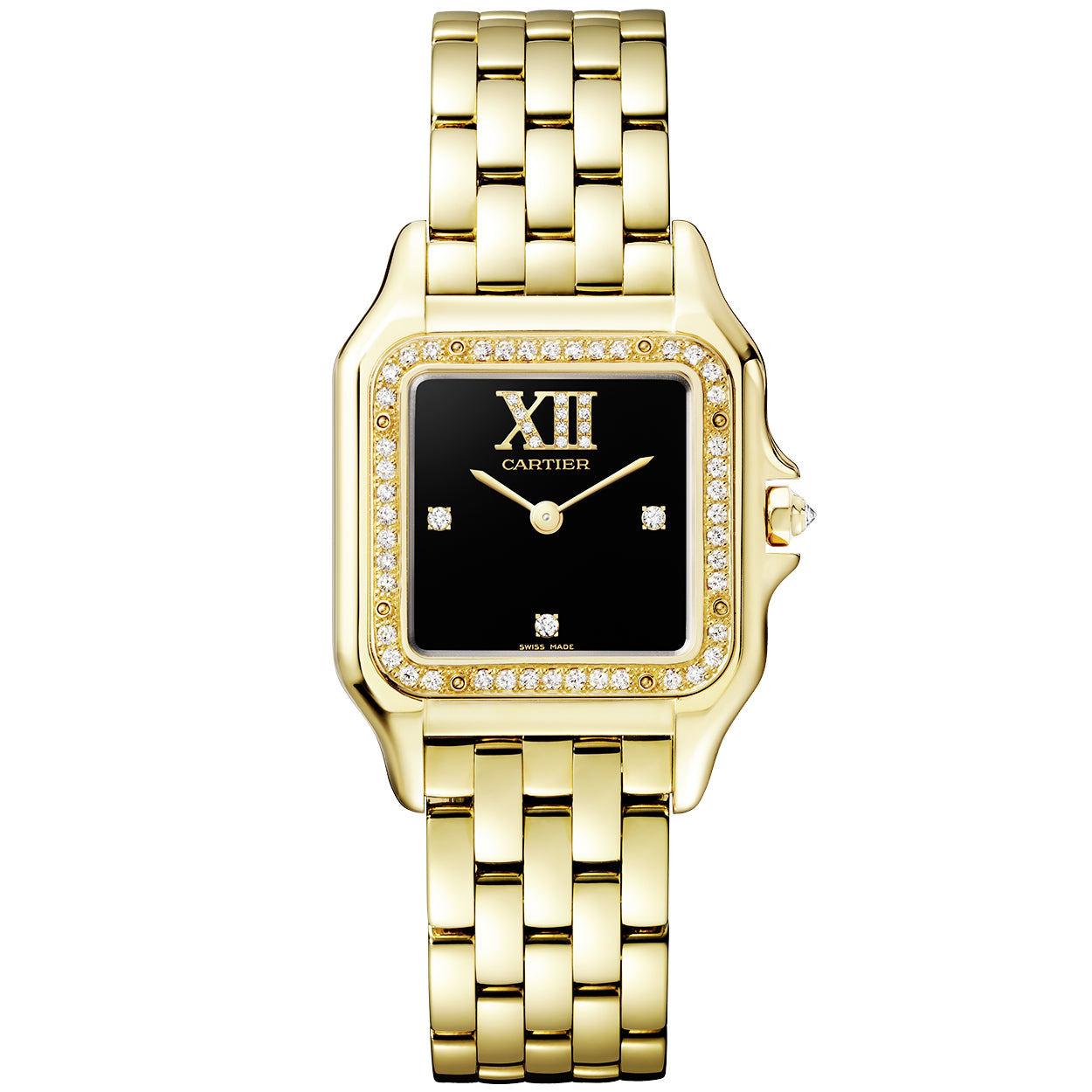 PanthÃ¨re de Cartier Medium 18ct Yellow Gold Diamond Set Black Dial Watch