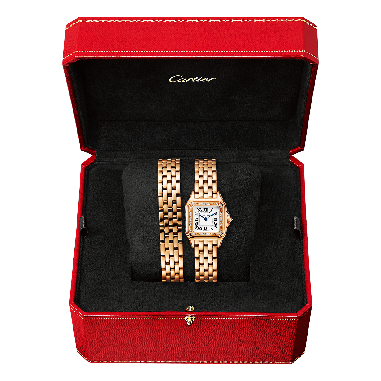 Panthère de Cartier Small 18ct Rose Gold Diamond Set Loop Bracelet Watch - Image 3