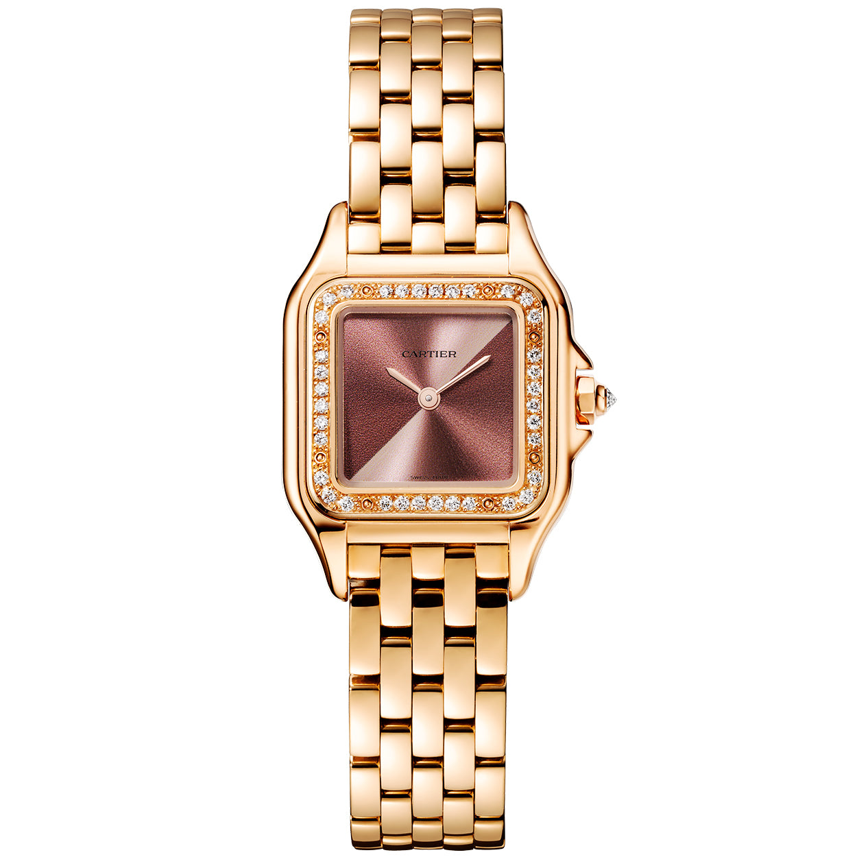 PanthÃ¨re de Cartier Small 18ct Rose Gold Plum Dial Diamond Set Watch