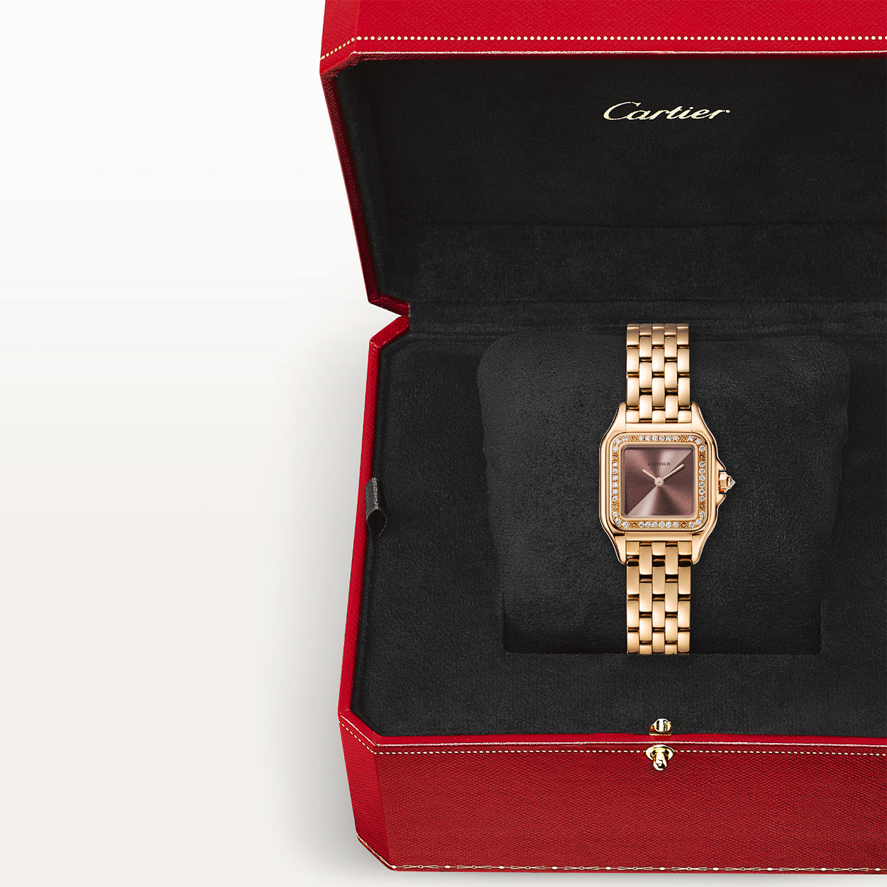 Alternative view of PanthÃ¨re de Cartier Small 18ct Rose Gold Plum Dial Diamond Set Watch