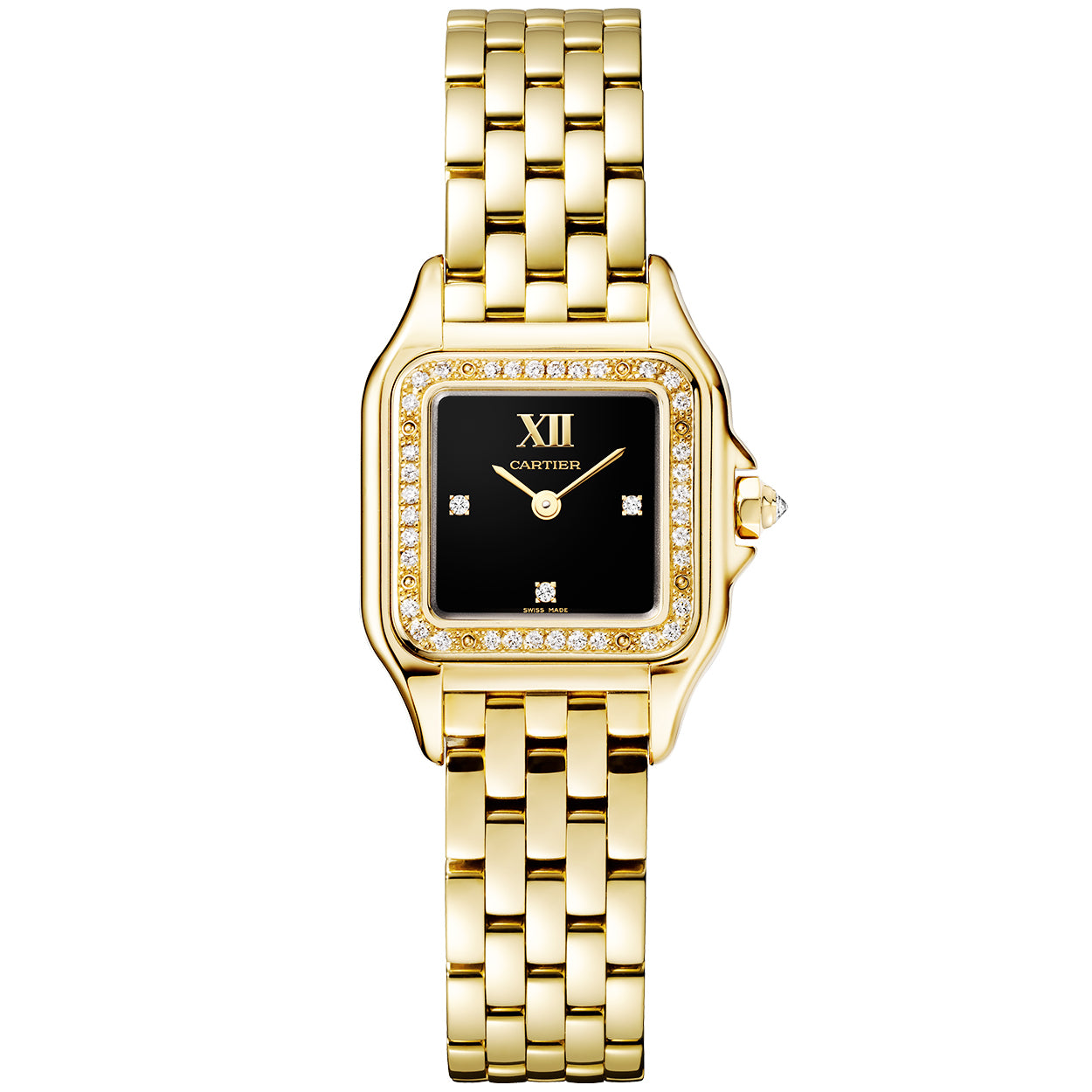 PanthÃ¨re de Cartier Small 18ct Yellow Gold Diamond Set Black Dial Watch