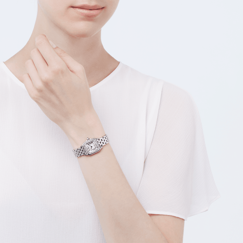 Alternative view of PanthÃ¨re de Cartier Small Steel Diamond Bezel Watch