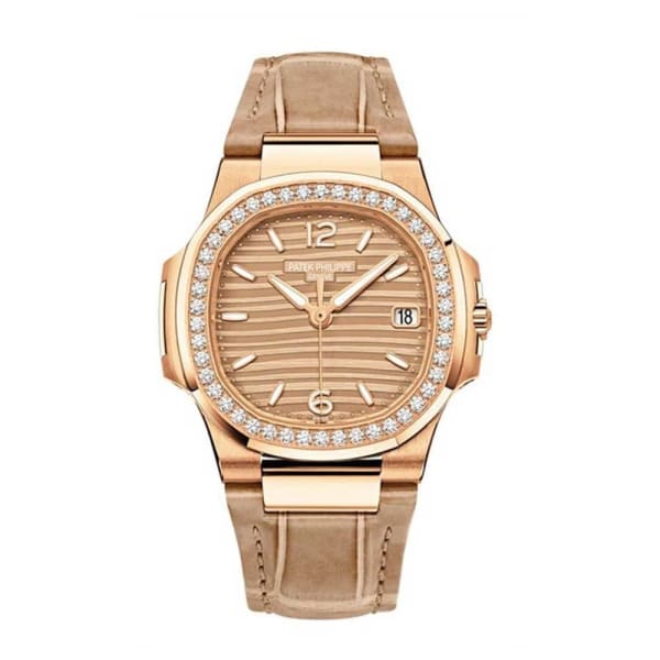 Patek Philippe Nautilus Quartz Diamond Ladies Watch, 18k Rose Gold, 32mm, Ref# 7010R-012