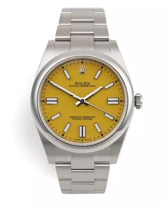 Rolex 124300 Oyster Perpetual 41 “Yellow Dial” Rolex 5 Year Warranty