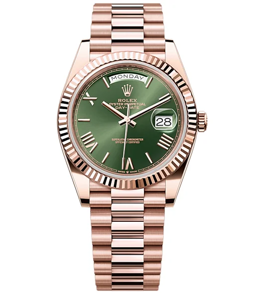 Rolex Day-Date 40 Presidential Olive Green Dial 18kt Rose Gold Men’s Watch 228235-0025
