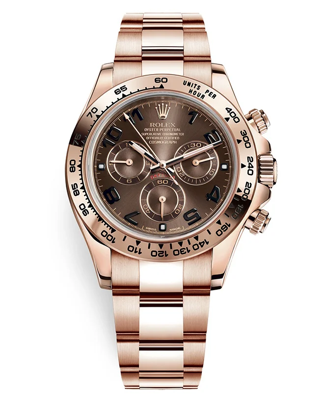 Alternative view of Rolex Daytona, Chocolate dial, Engraved Bezel, Oyster bracelet, Rose gold Watch 116505 choc