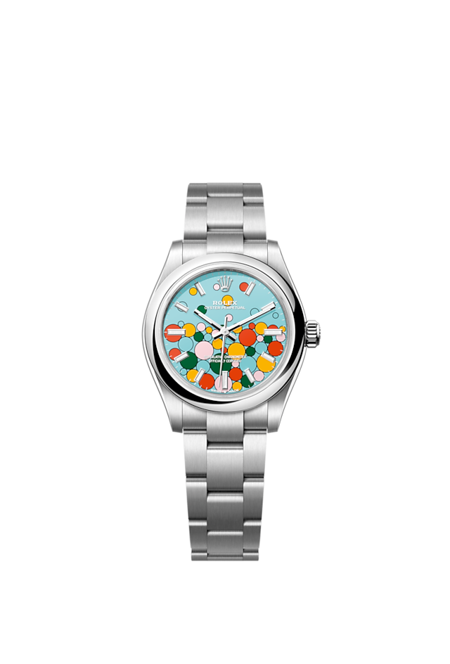 Rolex Oyster Perpetual 31, Turquoise blue, Celebration motif, Oystersteel, 31mm, Ref# 277200-0010