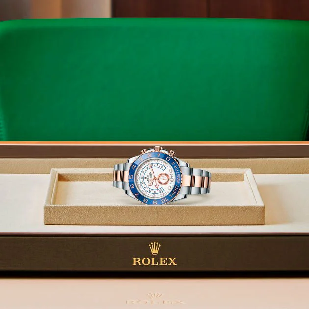 Alternative view of Rolex Yacht-Master II Two Tone Steel Rose Gold White Dial Watch 116681-0002