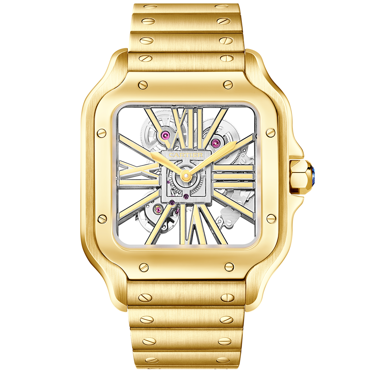 Santos de Cartier Large 18ct Yellow Gold Men’s Skeleton Dial Watch