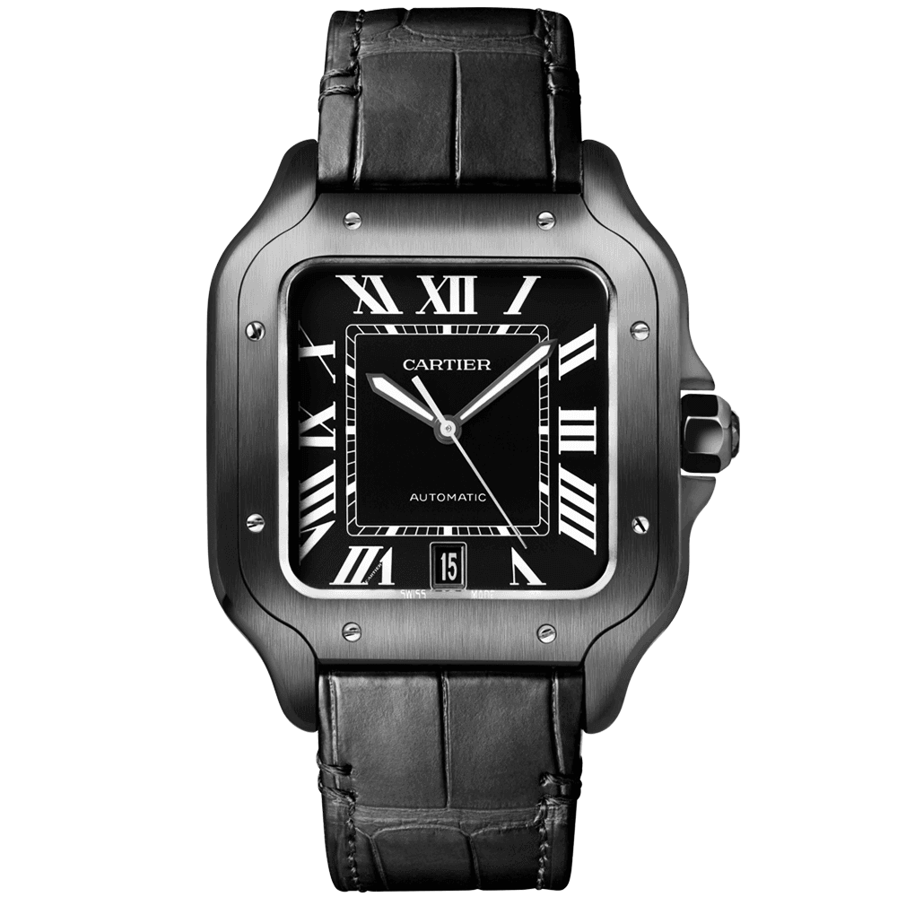Santos de Cartier Large ADLC Black Dial & Strap Men’s Automatic Watch
