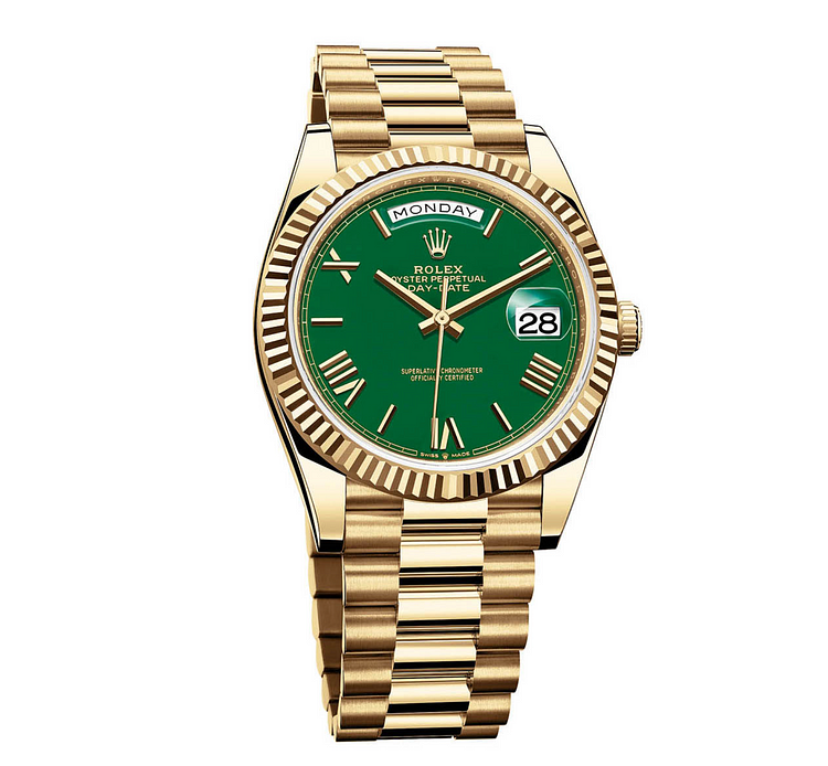 Alternative view of The Rolex Day-Date 40 With Green Lacquered Dial 228238